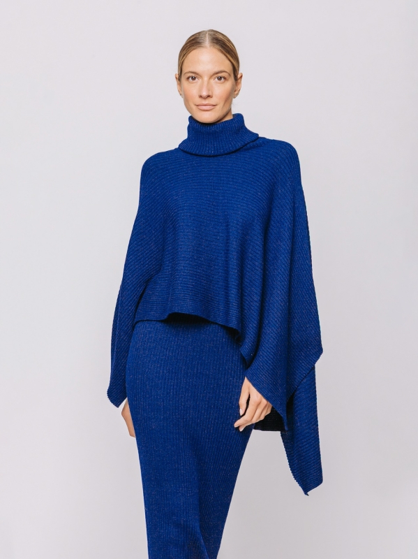 Maxi poncho in lana merino