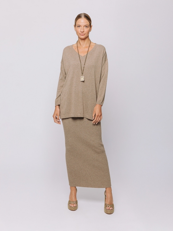 Maglia lunga in lana merino