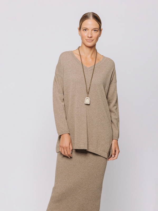 Maglia lunga in lana merino