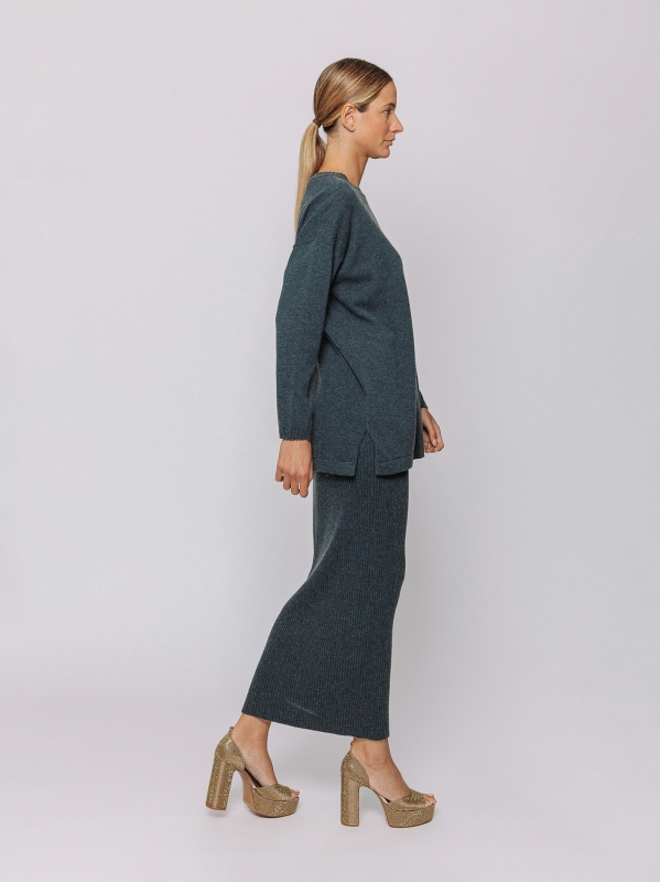 Maglia lunga in lana merino