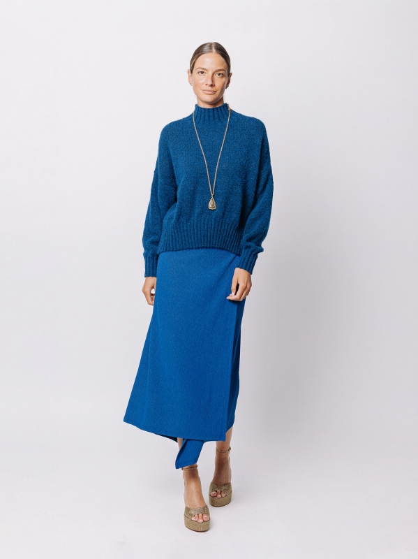 Maglione collo alto in lana merino e alpaca