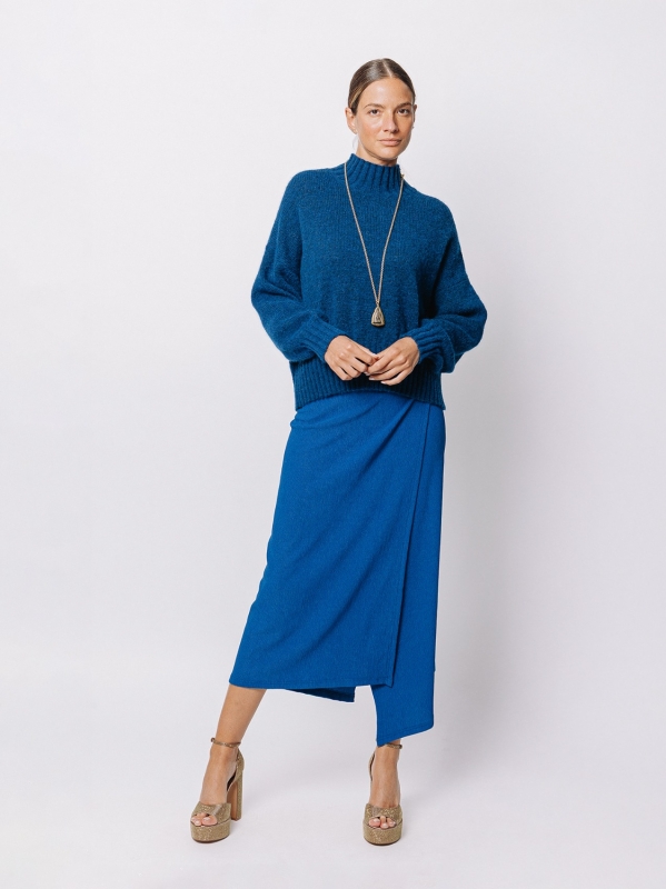 Maglione collo alto in lana merino e alpaca