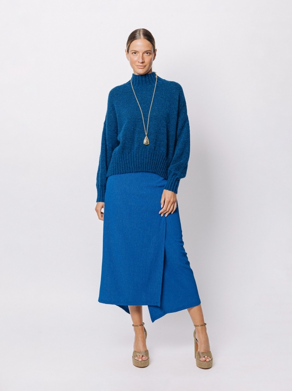 Maglione collo alto in lana merino e alpaca