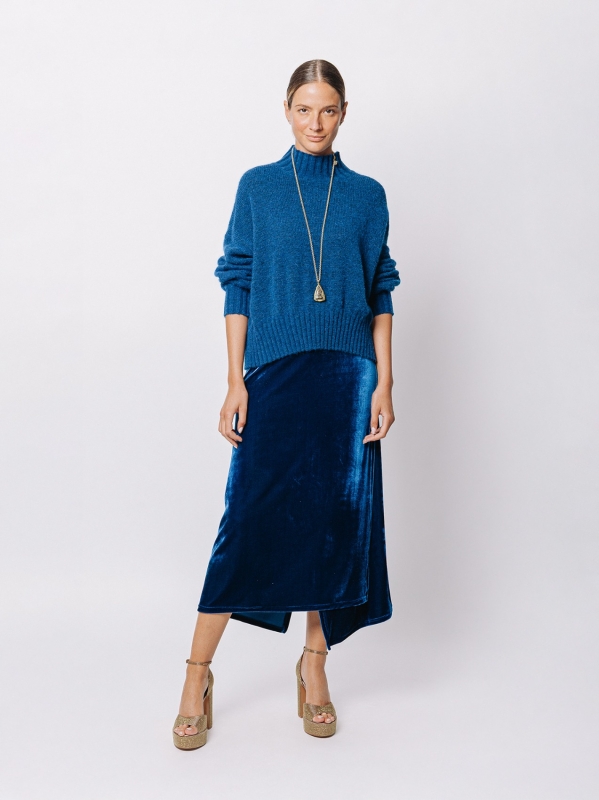 Maglione collo alto in lana merino e alpaca