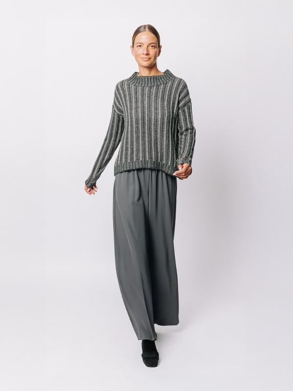 Maglione a coste verticali in lana blend 