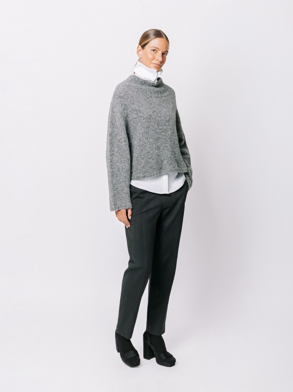 Maglione corto in filato misto alpaca