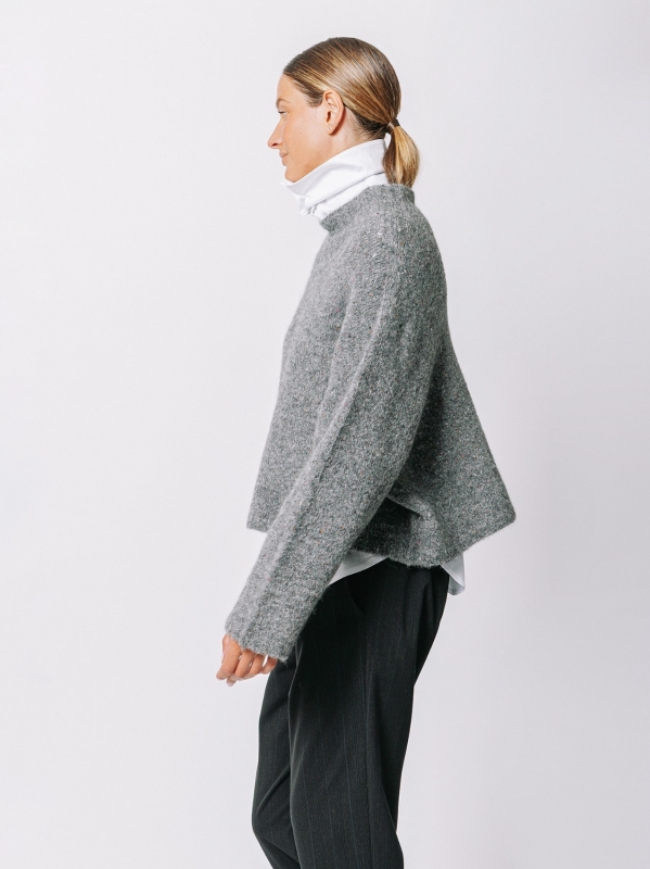 Maglione corto in filato misto alpaca
