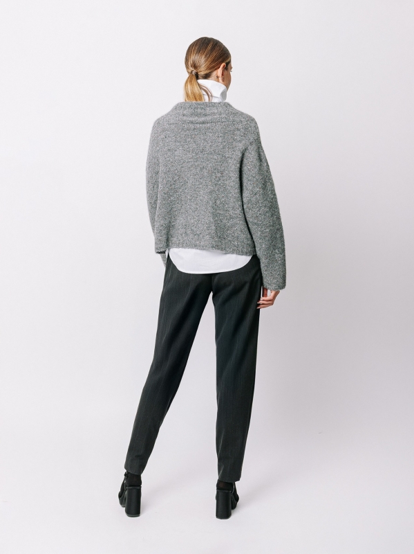 Maglione corto in filato misto alpaca