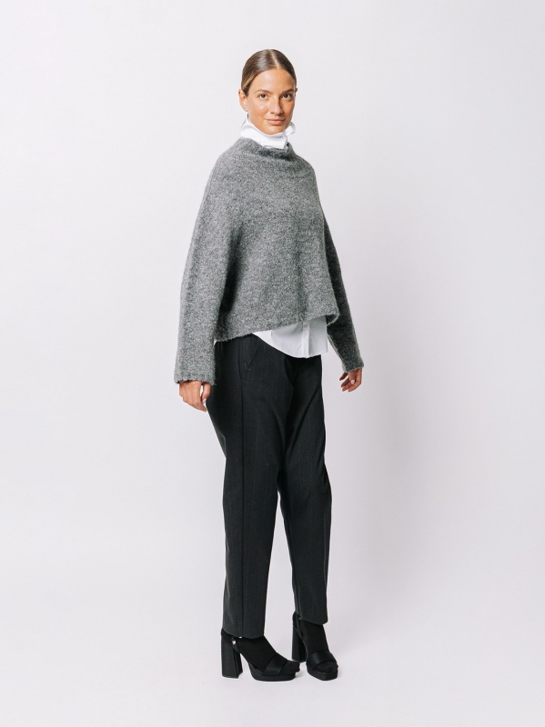 Maglione corto in filato misto alpaca