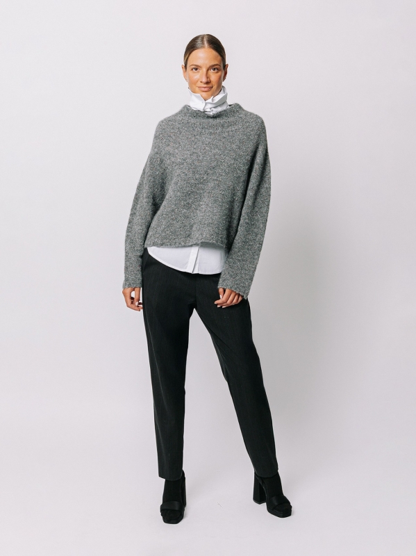 Maglione corto in filato misto alpaca