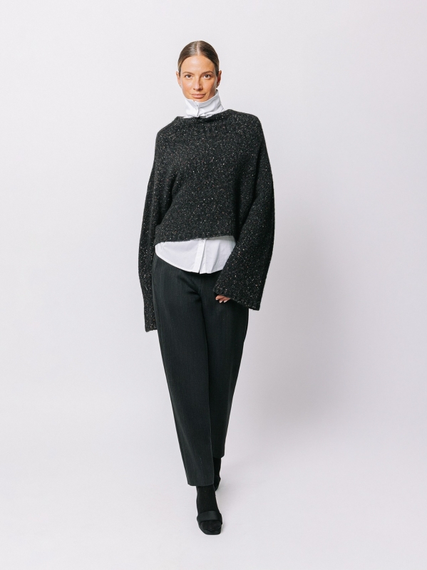 Maglione corto in filato misto alpaca