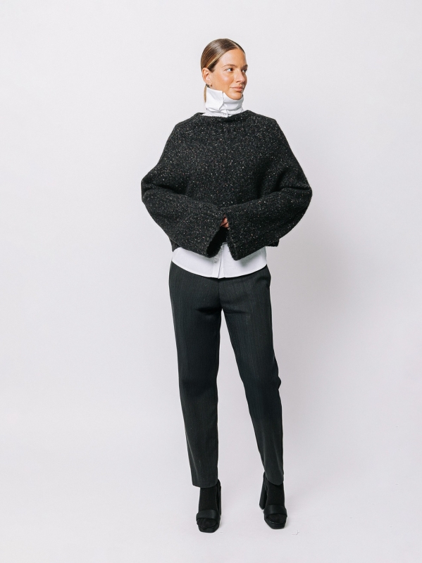Maglione corto in filato misto alpaca