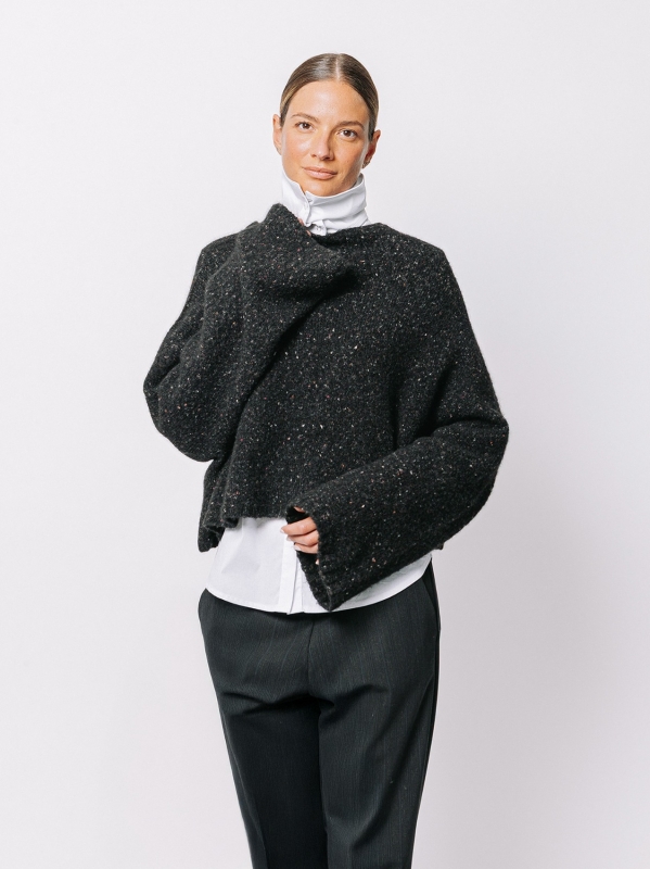 Maglione corto in filato misto alpaca