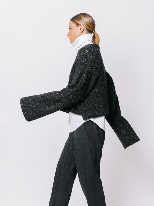Maglione corto in filato misto alpaca