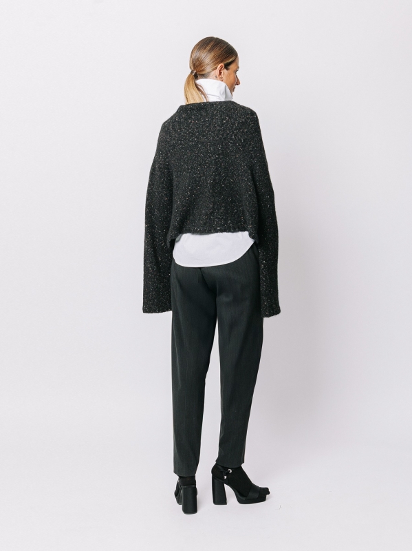 Maglione corto in filato misto alpaca