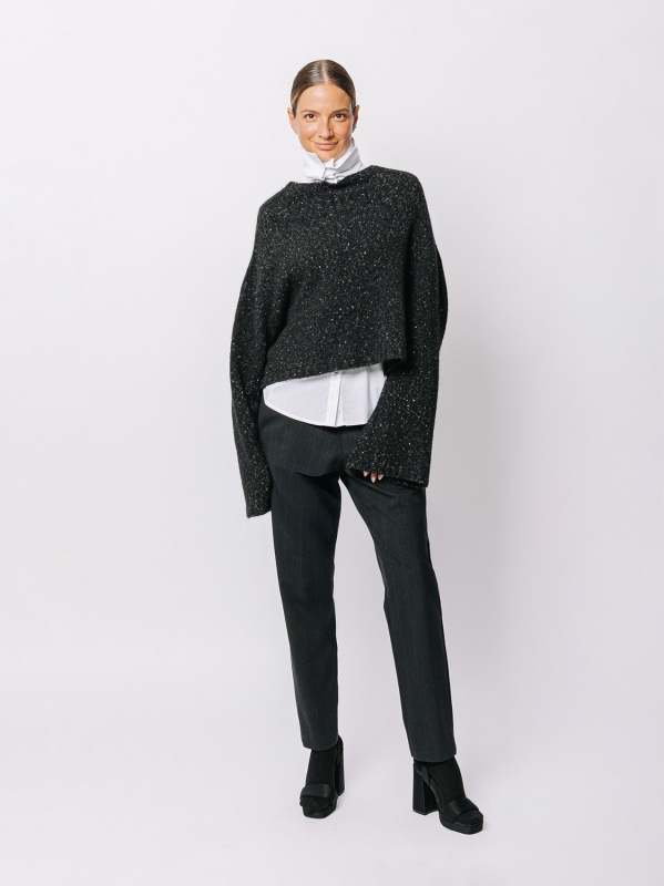 Maglione corto in filato misto alpaca