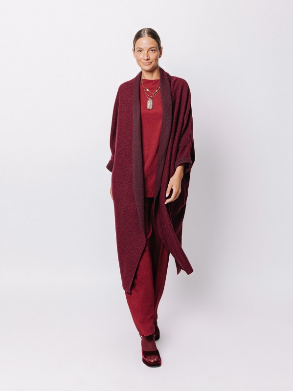 Maxi cardigan in lana cotta