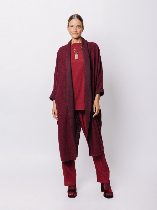 Maxi cardigan in lana cotta
