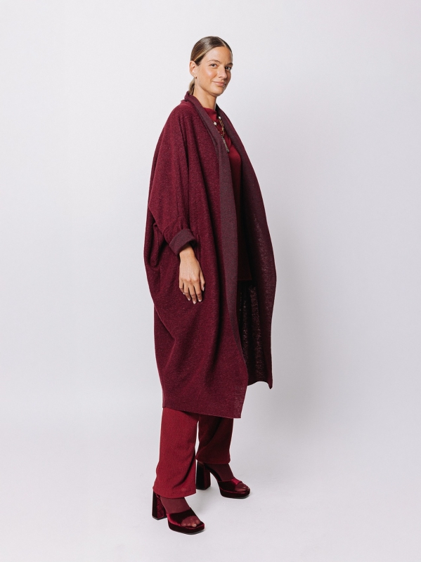 Maxi cardigan in lana cotta