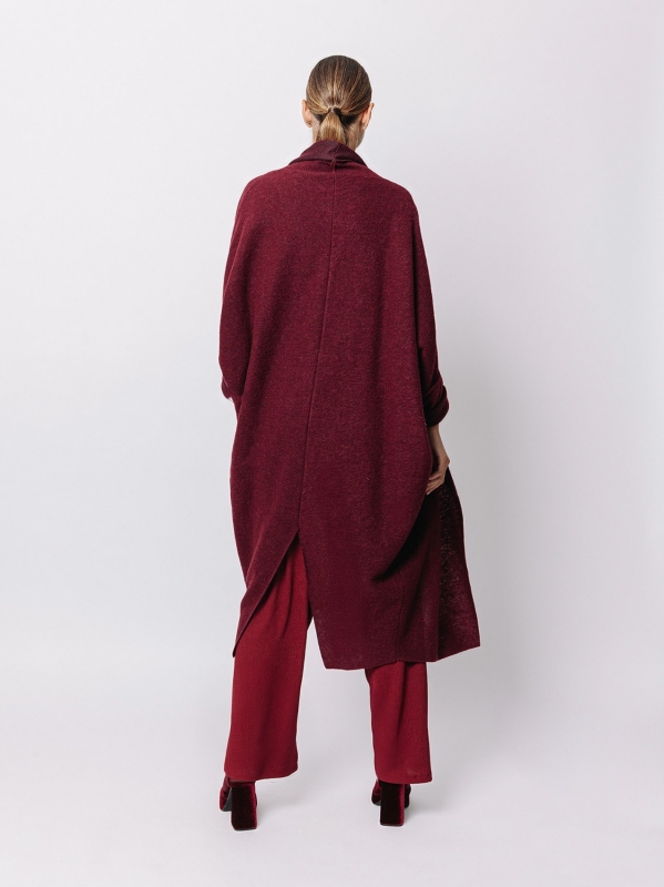 Maxi cardigan in lana cotta
