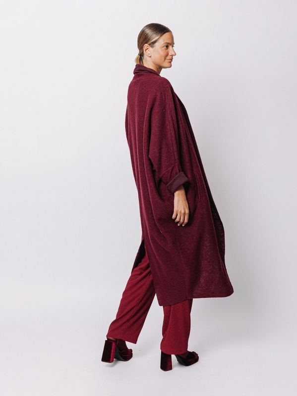 Maxi cardigan in lana cotta