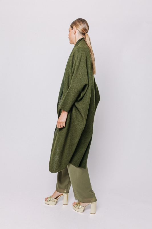 Maxi cardigan in lana cotta