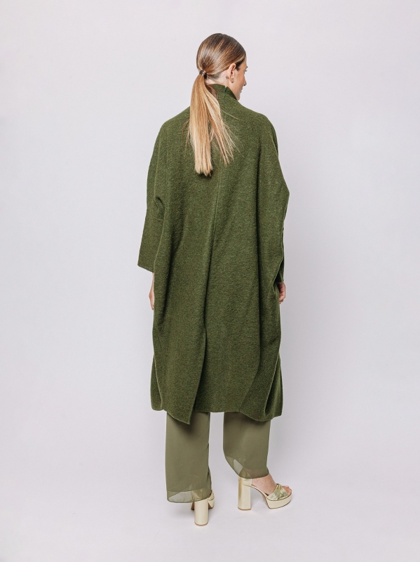 Maxi cardigan in lana cotta