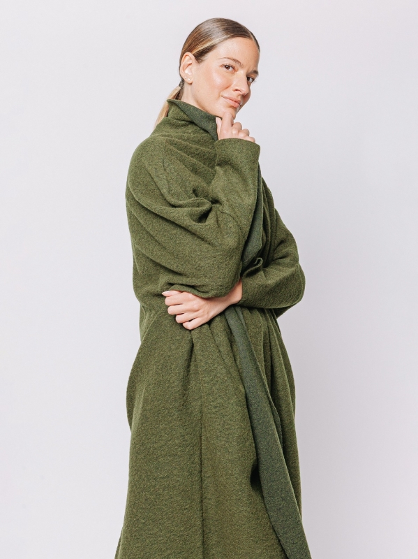 Maxi cardigan in lana cotta