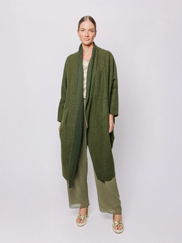 Maxi cardigan in lana cotta
