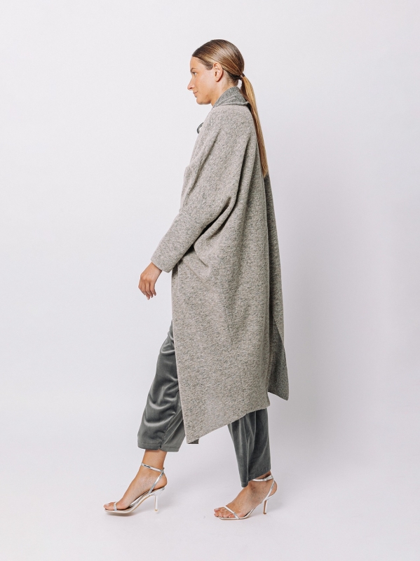Maxi cardigan in lana cotta