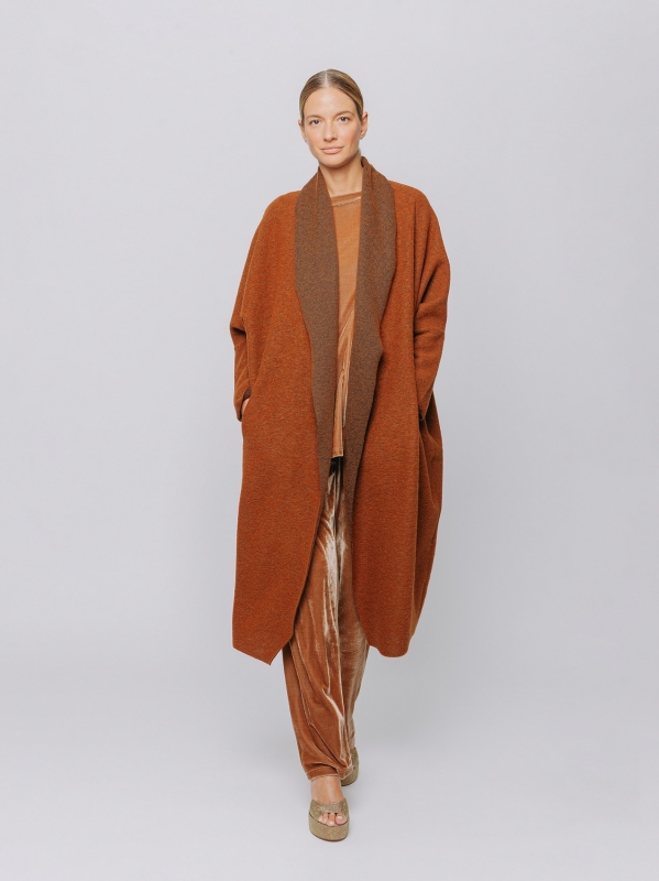 Maxi cardigan in lana cotta