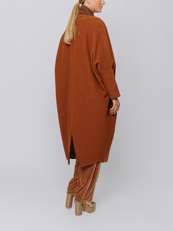 Maxi cardigan in lana cotta
