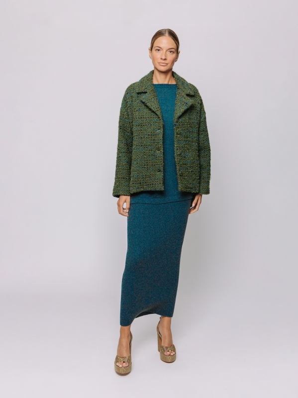 Giacca corta bouclé in lana 