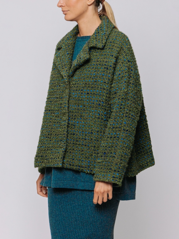 Giacca corta bouclé in lana 