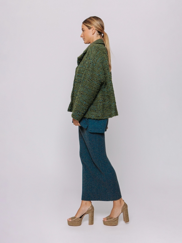Giacca corta bouclé in lana 