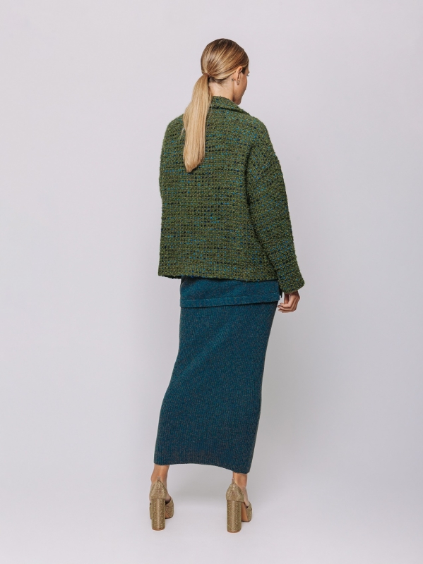 Giacca corta bouclé in lana 