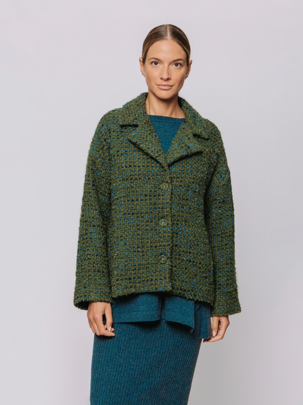 Giacca corta bouclé in lana 