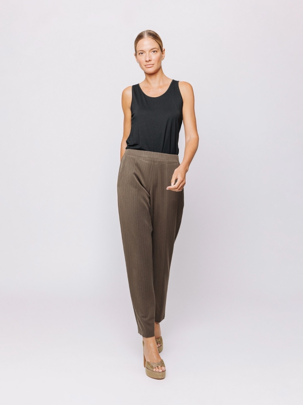 Pantalone gessato marrone dritto | Midali Toujours