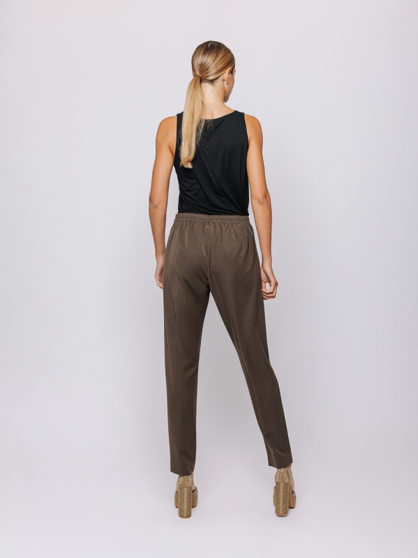 Pantalone gessato marrone dritto | Midali Toujours
