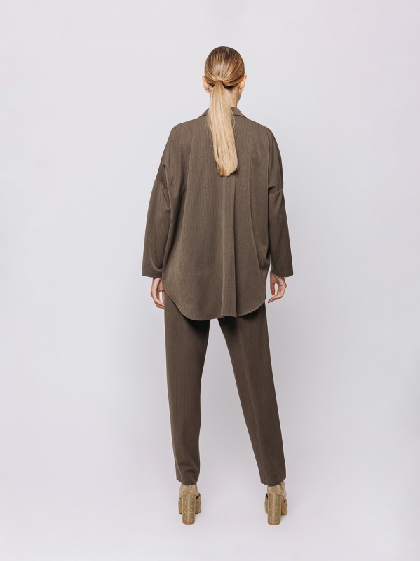 Giacca gessata marrone oversize | Midali Toujours