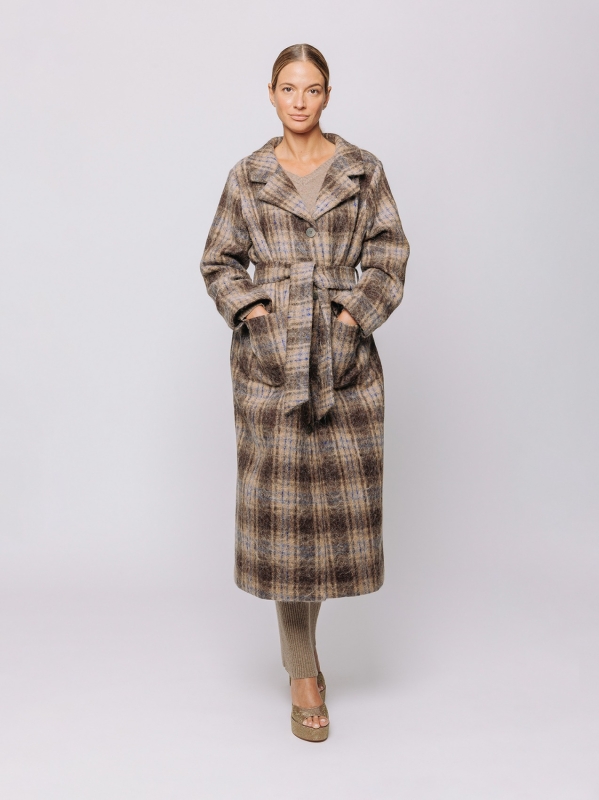 Cappotto lungo a quadri con cintura LIMITED EDITION| Midali Toujours