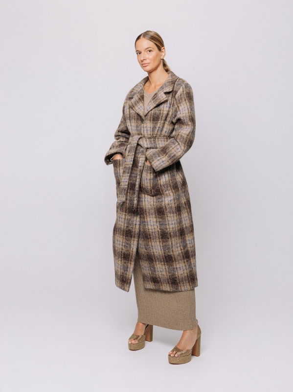 Cappotto lungo a quadri con cintura LIMITED EDITION| Midali Toujours