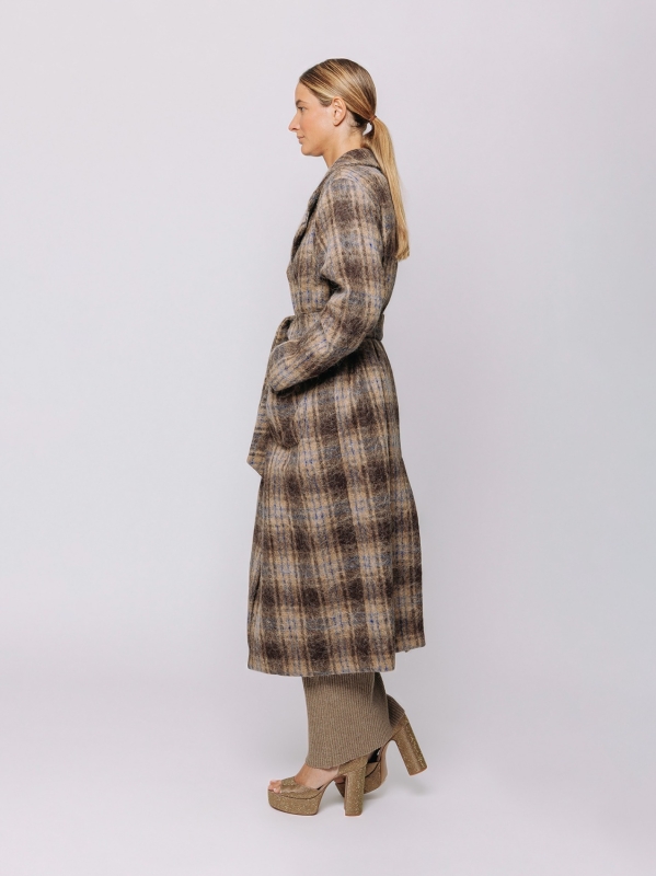 Cappotto lungo a quadri con cintura LIMITED EDITION| Midali Toujours