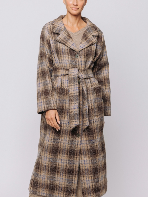 Cappotto lungo a quadri con cintura LIMITED EDITION| Midali Toujours
