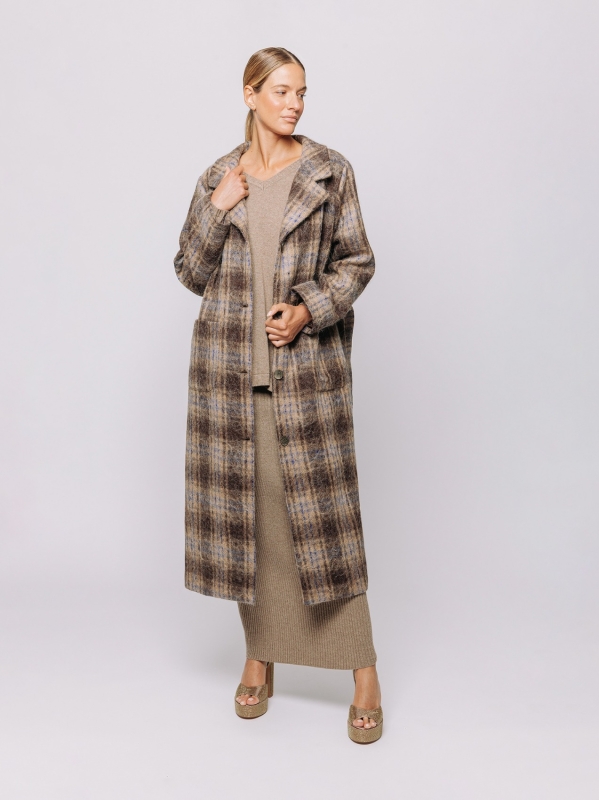 Cappotto lungo a quadri con cintura LIMITED EDITION| Midali Toujours