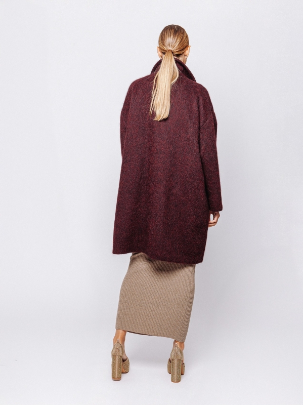 Cappotto effetto alpaca bordeaux