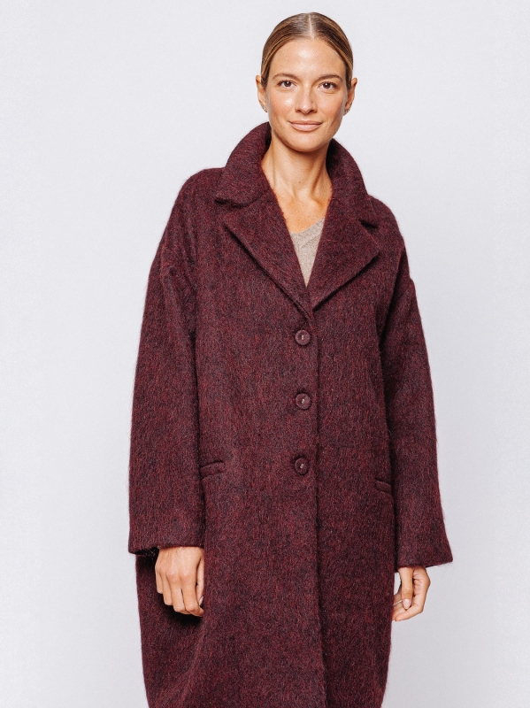 Cappotto effetto alpaca bordeaux