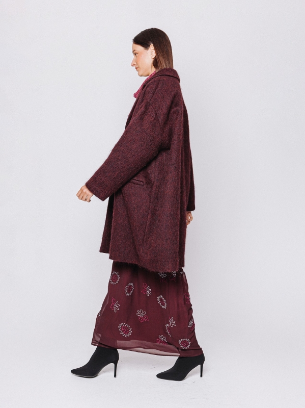 Cappotto effetto alpaca bordeaux