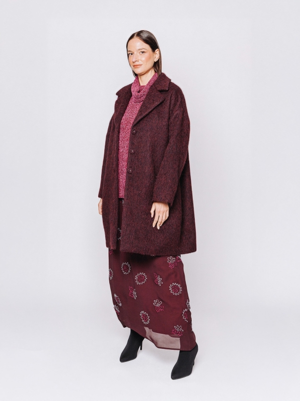 Cappotto effetto alpaca bordeaux