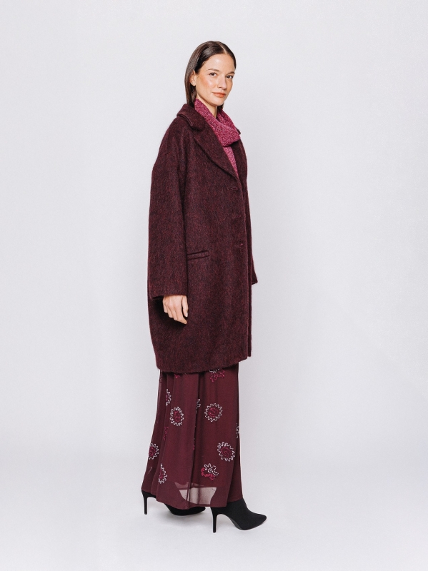 Cappotto effetto alpaca bordeaux